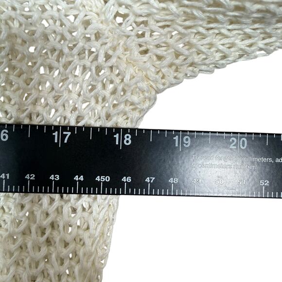 Banana Republic Italian Linen Open Knit Sweater Top | Cream Lightweight Boho | M - Picture 6 of 8